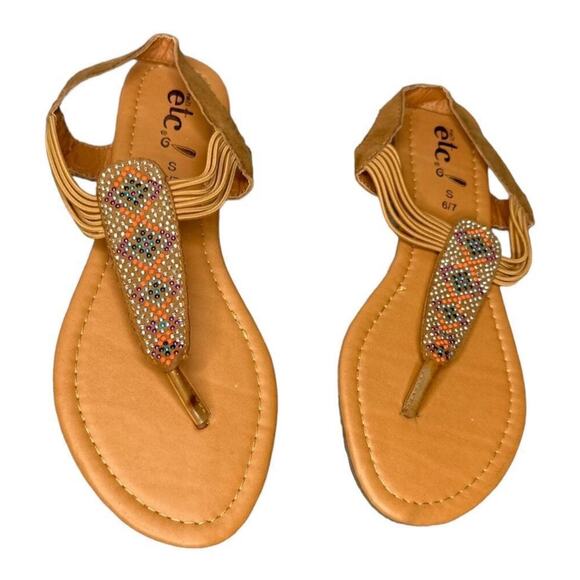 Womens size 6/7 T-Stap flip flops thong - sling back flat sandals - Picture 2 of 8